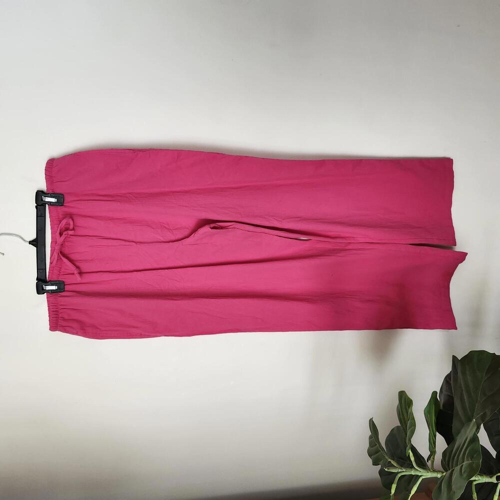DH & Co Chic Pink Relaxed Cotton Straight Leg pants, wide leg summer pants